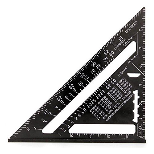 suyizn 17,8 cm Aluminium Legierung Dachsparren quadratisch Dreieck Lineal Winkelmesser Messwerkzeug schwarz s0101syz3
