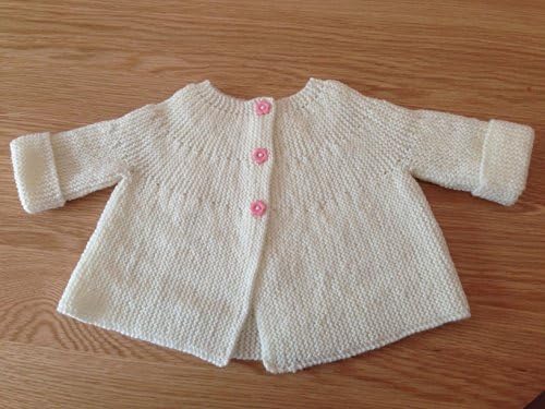 Creamy White Swing Spring Cardigan Jacket With Pink Flower Buttons 3 Months Plus