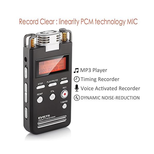 EVISTR Digital Voice Activated Recorder 8GB Portable Dictaphone High