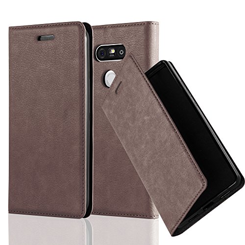 LG G5 Funda Estilo Libro de Cuero Sint  tico en MARR  N CAF   de Cadorabo  Dise  o IM  N INVISIBLE      Cubierta Protectora con Cierre Magn  tico  Tarjetero y Funci  n de Suporte     Protecci  n Carcasa Caja Etui Case Cover