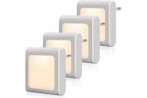 Presa di Luce Notturna con Sensore Crepuscolare, Emotionlite Luce Notturna Bambini, Luminosità Regolabile in modo continuo Molto bene per la camera dei bambini,corridoio,Bianco caldo, 4 pezzi