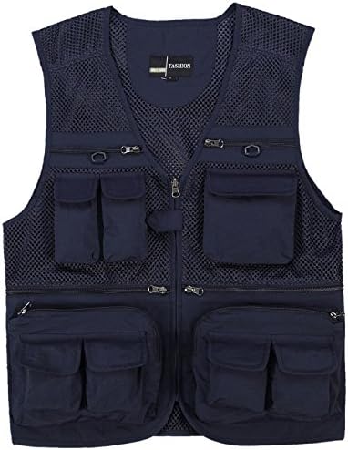 Multi Pocket Waistcoat Utility Vest Mens Outdoor Polyester Gilet for Fishing Hunting Safari Camping Traveling Photography