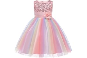 Odizli Kinder Mädchen Ärmellos Pailletten Blumen Tütü Tüllkleid Prinzessin Kleid Festliche Hochzeit Erstkommunion Taufkleid