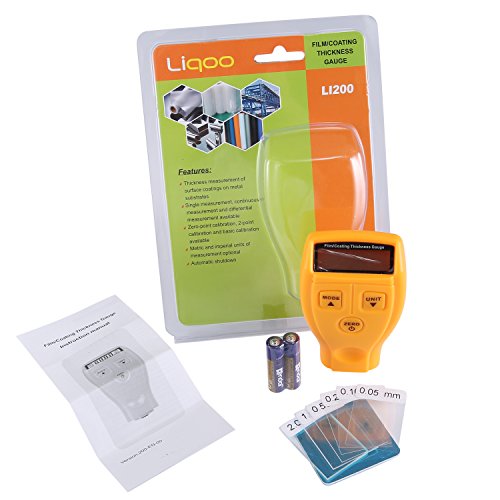 Liqoo Thickness Gauges Meter Handheld Schichtdickenmessgerät Dickenmesser Dickenmessgerät mit LCD Anzeige integrierte Messsonde Kabellos 0-1.80mm / 0-71.0mil Batterien inkl. - 7