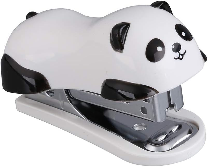 Cute Panda Mini Desktop Staple Hand Stapler for Office Home (62.5 cm/L 6 X 2.5 cms, Black and White)
