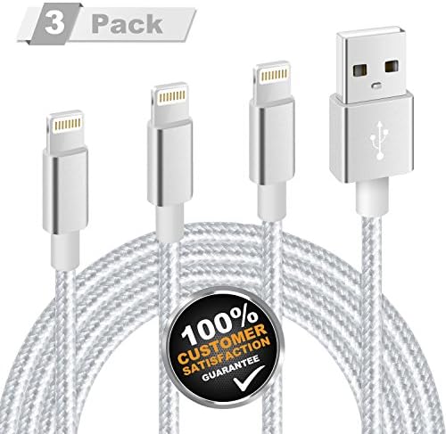 Lightning Cable, MITE 3Pack 3FT 6FT 10FT iphone Charger cable [Nylon Braided] Certified to iPhone X/8/7 Plus/6 Plus/6s, iPad Air 2/Pro and More(Silver Gray)