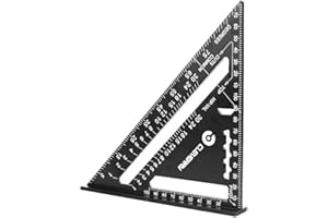 Cleverry Equerre de Charpentier Multifonctionnelle 18 cm - Outil de Menuisier Professionnel - Métrique Triangle d'Angle de Butée - 45 90 Degrés d'Angle de Marquage