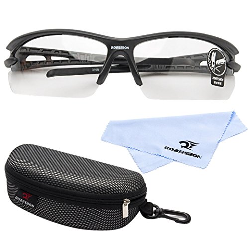 Preisvergleich Produktbild ROBESBON Herren Polarisierte Fahrradbrille Kunststoff Rahmen Sonnenbrille UV400 Sportbrille Brillenetui Brillenbeutel Radbrille Herrenbrille - Schwarz Rahmen