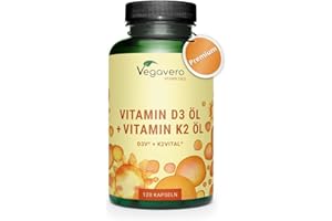 Vitamina D3 + K2 MK7 | VEGAN | Vitamine di Marca dall’Europa | K2 >99% all-trans MK-7 K2VITAL | Alta Biodisponibilità | per Ossa, Denti e Sistema Immunitario | Cruelty Free | Vegavero