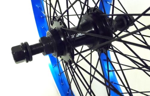 MICRODRIVE 48 SPOKE BMX WHEELS , 9T DRIVER REAR COG, ANNODISED BLUE RIMS, QUANDO HUBS (PAIR)