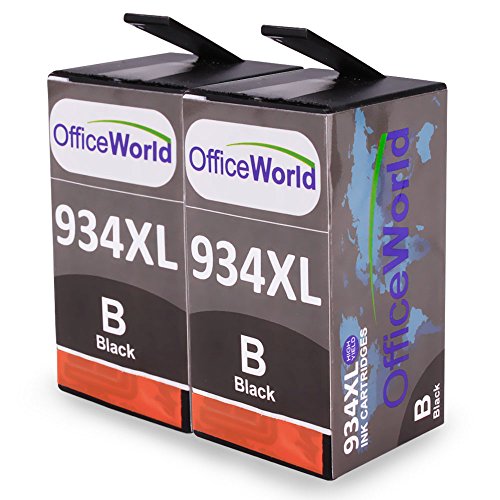 OfficeWorld Kompatible Patronen Ersatz für 934XL Schwarz Druckerpatrone Hohe Kapazität mit Neuer Chips Kompatibel für Officejet Pro 6830 6820 6230 6812 6815 6835 Drucker, Packung mit 2