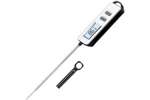BESTYKS Termometro Cocina de Lectura, Termómetro Alimentos Digital con Sonda larga y ° C / ° F Conmutable, para Carne, BBQ, Comida, Horno, Liquidos, Aceite, Agua (Batería Incluida)