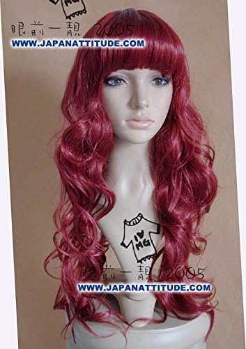 Redhead Red Long Curly Wig with Fringe, fashon