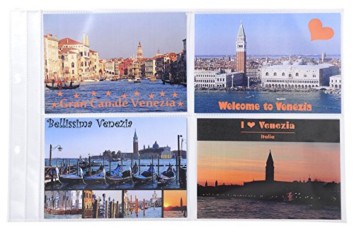 Exacompta 96016E Sachet de 10 Pochettes Perforées pour Classeur de Cartes Postales Plastique Blanc 38,5 x 24,5 x 0,4 cm