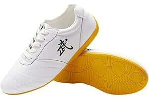 G-like Tai Chi Kung Fu Shoes - ZooBoo Martial Art Chinese Traditional Wushu Shaolin Qi Gong Beijing Trainer Wing Chun Slipper with Classic and Rubber Wu Logo Oxford Sole for Men Women - Oxhide Leather