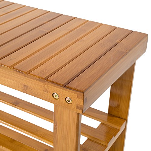 TecTake Schuhregal mit Sitzfläche Sitzbank aus Bambus Holz 70x28x45,5 cm - 4
