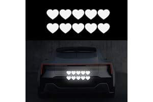 Leniutor Lot de 10 autocollants en vinyle en forme de cœur pour voiture, haute intensité, réfléchissants, pour fenêtre, pare-chocs, ordinateur portable, autocollants imperméables pour voiture (blanc)