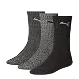 Puma Sports Socks - Calcetines de deporte para hombre, color gris, talla 39-42, 3 unidades