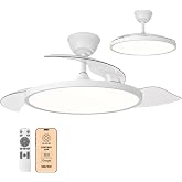 BLEYTON Silent Ceiling Fan LED Light and Retractable Blades 107 cm | DC Motor Fan with WIFI Control, App and Voice Control |