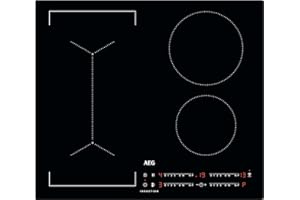 AEG Serie 6000 Piano Cottura a Induzione 4 Fuochi da Incasso, IKB64443IB, Zone Cottura Flessibili, 60 cm Funzione Bridge e Superficie Antigraffio, 580x510 mm