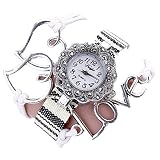 Ouneed® Uhren, Damen glitzer Bling Diamond Love Winding Analog Quartz Movement Wrist Watch (Weiß)
