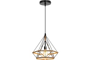 PETITES ECREVISSES Lampadario a Sospensione E27 Industriale Vintage 3 Luci Lampada da Soffitto Corda di Canapa Retro Illuminazione Nero interna per Cucina Salotto (Nero - 1 pezzo)