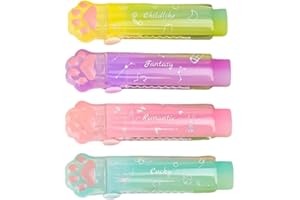 NHQZ 4 Pièces Caoutchouc rétractable - Meow, papeterie pour effacer crayons et crayons, gomme en forme de patte de chat, idéal pour l'école de bureau, idée cadeau mignonne