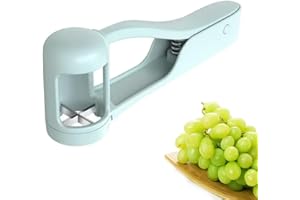 PSOWQ 1 pcs Affettatrice d'uva taglia pomodori del bambino,taglia frutta,Uva ciliegia fragola Cutter quarto affettatrice strumento per la frutta insalata di verdure, lago Blu