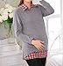 ANNO Maternity Plus Size False 2 Lapel Collar Long Sleeve Check Pregnant Shirt US XL(Asian XL) Grey