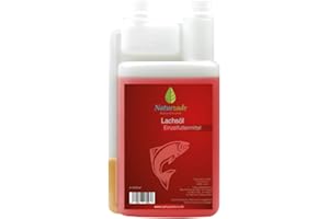 Naturzade Lachsöl 1 Liter Dosierflasche für Hunde & Pferde mit Omega 3 und Omega 6 Fettsäuren, Fischöl Barföl
