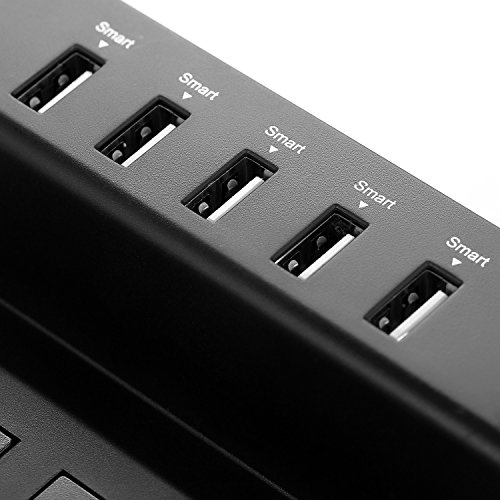 ISELECTOR Schaltbare 2 Fach Steckdosenleiste Mehrfachsteckdosen mit 5 USB Anschlüsse und 1700J Überspanungsschutz 2500W/10A schwarz - 3