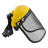 Este es un casco profesional de seguridad forestal o agrícola que se completa con una visera de seguridad