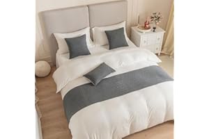 Morbuy Bettläufer mit Kissen, Bettschal für den Fuß des Bettes Luxus Weicher Bettlaufer Schlafzimmer für Gästehaus Hotel (45x240+45x45cm,Grau)