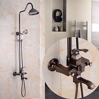 WZW Home Oil-rubbed Bronze Wall Mounted Waterfall Rain Handheld Shower Faucet