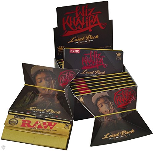 Wiz Khalifa Artesano Stil – Laut Pack – King Size Slim Raw Classic Zigarettenpapier + Tips + Tablett (Neuware vom Raw) – 3 Heftchen