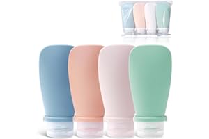 MIDINGCHAI Reiseflaschen zum Befüllen, 4 Stück Silikon Reiseflaschen 90ml Set mit Etiketten, Travel Essentials Auslaufsicher Nachfüllbare, für Shampoo Creme Spülung Körperpflege