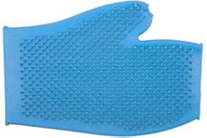 Ancol Ergo Rubber Grooming Glove - Blue Massaging Tool for Dogs - Cleans and Promotes Healthy Skin and Coat - Suitable for Wet or Dry Use - Encourages Circulation
