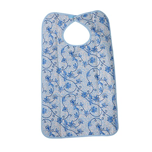 Preisvergleich Produktbild rosenice Wasserdicht Erwachsene Kleidung Bildschirmschutzfolien Lätzchen Blume gedruckt Double Layer Essen Esstisch Behinderung Hilfe Schürze (blau)