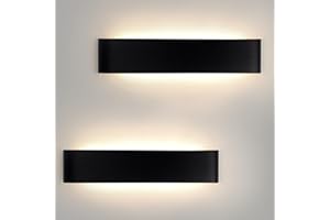 MILLE LUCCIOLE Applique Murale Intérieur Chambre 18W,Applique Murale LED Interieur 3000K/4000K/6500K Trois Couleurs Facultatif,LED Lampe Murales Aluminium Luminaire Mural pour Couloir Chambre Salon【2 Pack Noir】