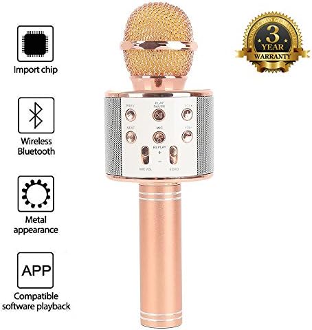 Magic Karaoke Wireless Bluetooth Microphone Speaker With Mic KTV Singing For iPhone Android Smartphone WS-858 (Pink)
