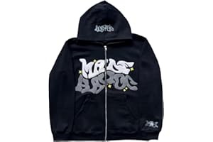 YINGKE Damen Zip Up Y2K Hoodie Gothic Punk Hoodie Jacke mit Taschen Vintage Streetwear Fashion Hoodie