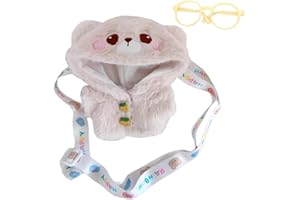 niannyyhouse 20 cm Ropa de muñeca de peluche conejo oso abrigo gafas bolso 8 pulgadas muñeca vestir (marrón)