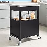 SoBuy® Servierwagen, Küchenwagen, Rollwagen mit Edelstahlarbeitsplatte,Getränkewagen fürs Büro,FKW22-SCH - 3