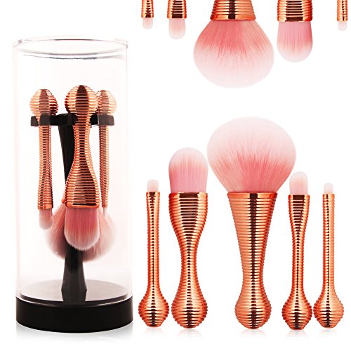 haosshop 5 pcs Cute Mini pinceles de maquillaje base de maquillaje en polvo cepillo de sombra de ojos cepillo conjunto con soporte