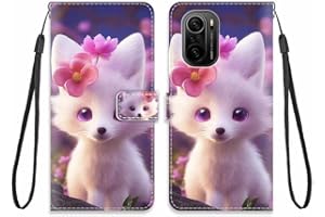 KARTXITAI Cover Compatibile con Xiaomi Mi 11i PU Pelle TPU Silicone Portafoglio Magnetica con Disegni Motivo Animale Flip Custodia in Libro Slot Schede Custodia-Tigre bianca,fiore rosa