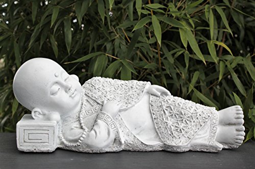 Buddha liegend - Antik-Weiss, Garten, Deko, Figur, Stein, Statue, Frostsicher