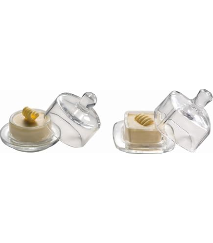 SUMNACON Butterdosen Aus Glas – 2 Stück, Mit Kuppeldeckel, Transparent, Für Butter & Desserts