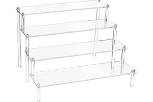 SHALWINN 1 Pack 4 Tier Clear Acrylic Display Risers Stand Shelf, Acrylic Stands for Display for Collectibles Cupcakes Perfumes Jewel, Tabletop Cupcake Stand for Decorating &Organizing (12 "x5.9 "x7.87")
