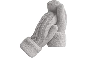 AURUZA Mittens Women, Ladies Thick Fleece Lined Insulated Warm Knitted Winter Thermal Mittens Fingerless Women's Gloves & Mittens