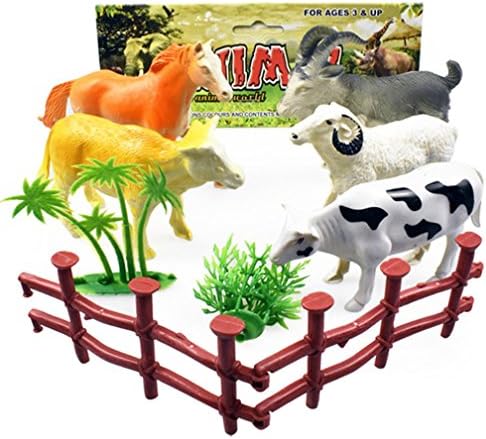 NEEDRA Puzzle Fencing Trees Wild Animals Dairy Cows Goats Sheep Nine-piece Model Toys